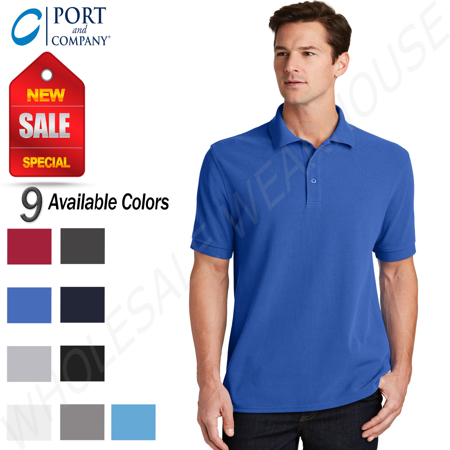 NEW Port & Company Men's 100% Cotton 3 Button Placket Polo Shirt M-KP1500 gallery