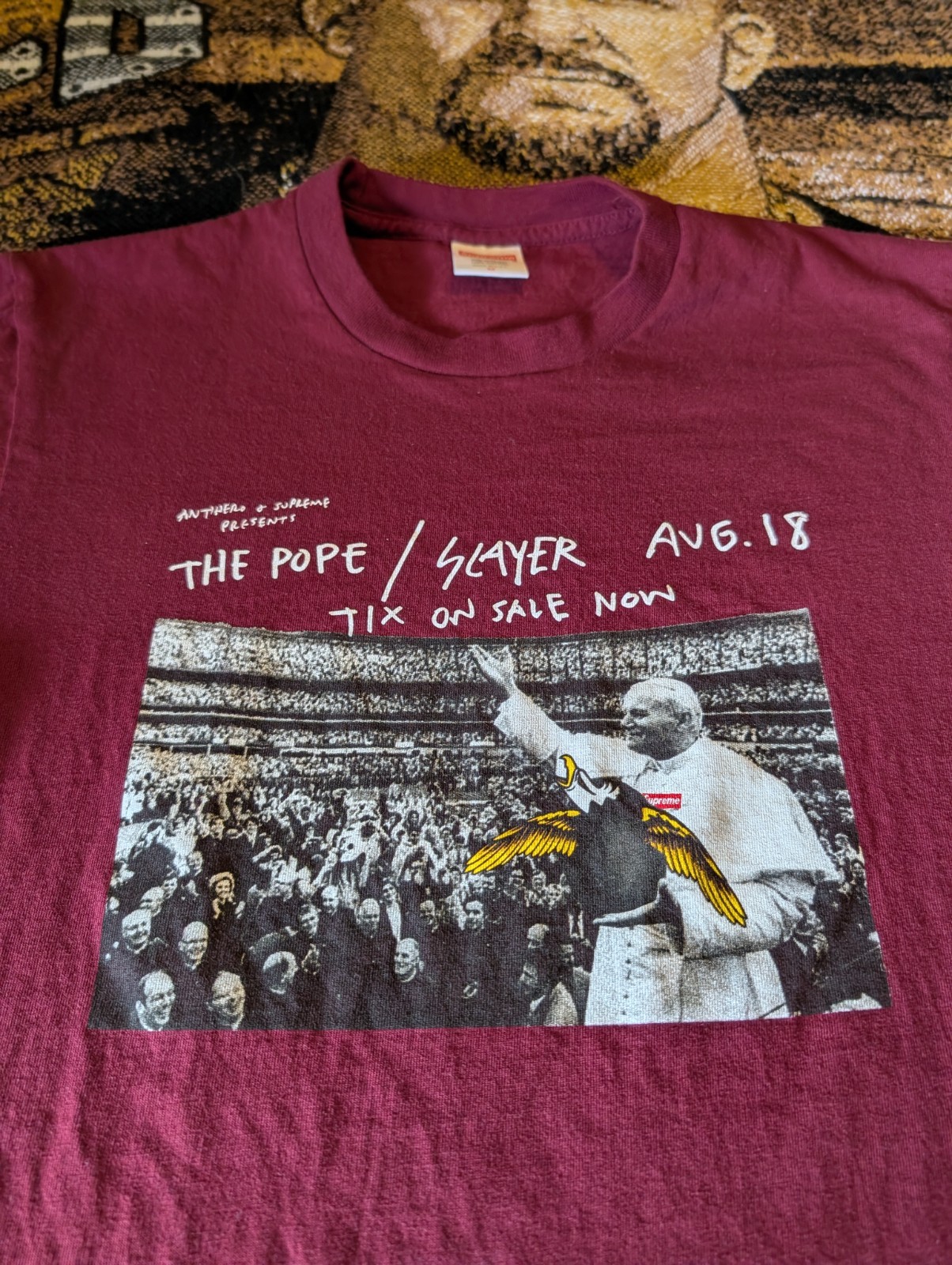 Supreme Anti Hero The Pope Slayer T-Shirt Burgundy Medium M SS16 2016