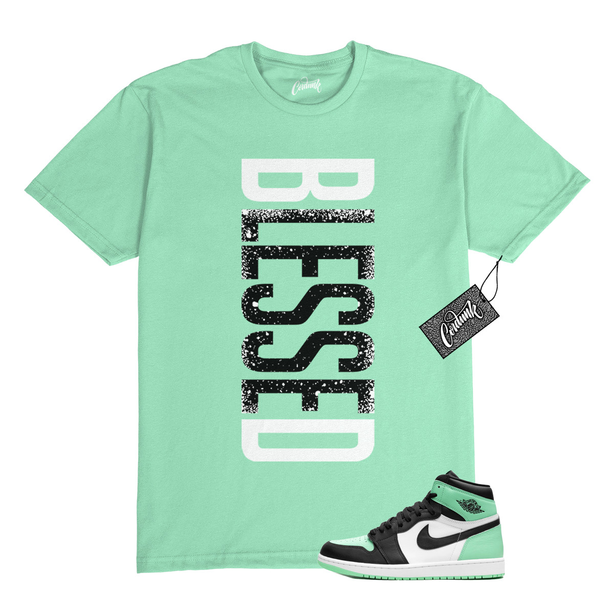 1 Green Glow Mint White Black High T Shirt Match VERTBLS gallery
