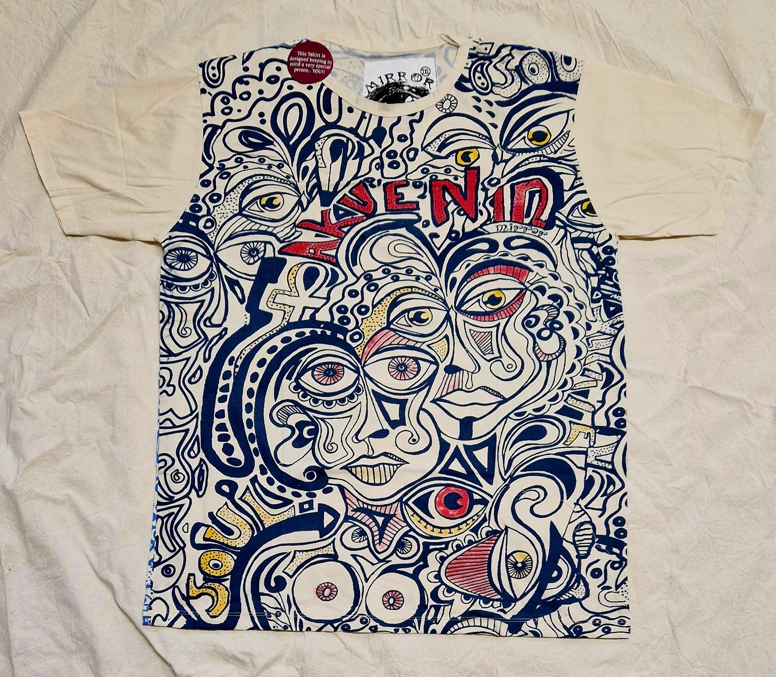 Mirror Brand T Shirt Multi Faces Meditation Yoga Beach PsyTrance Festival XL