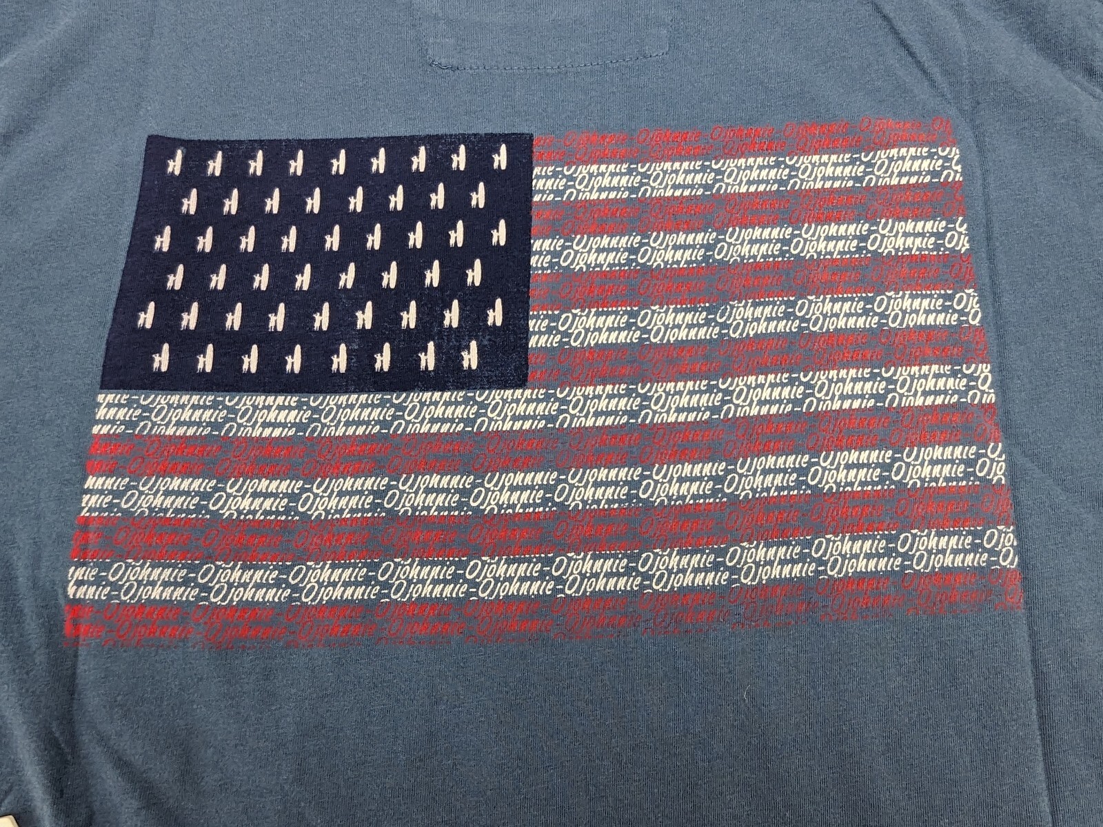 Johnnie-O T-Shirt Mens Small Blue SS Surfing 🏄 Patriotic Flag Crew Neck gallery
