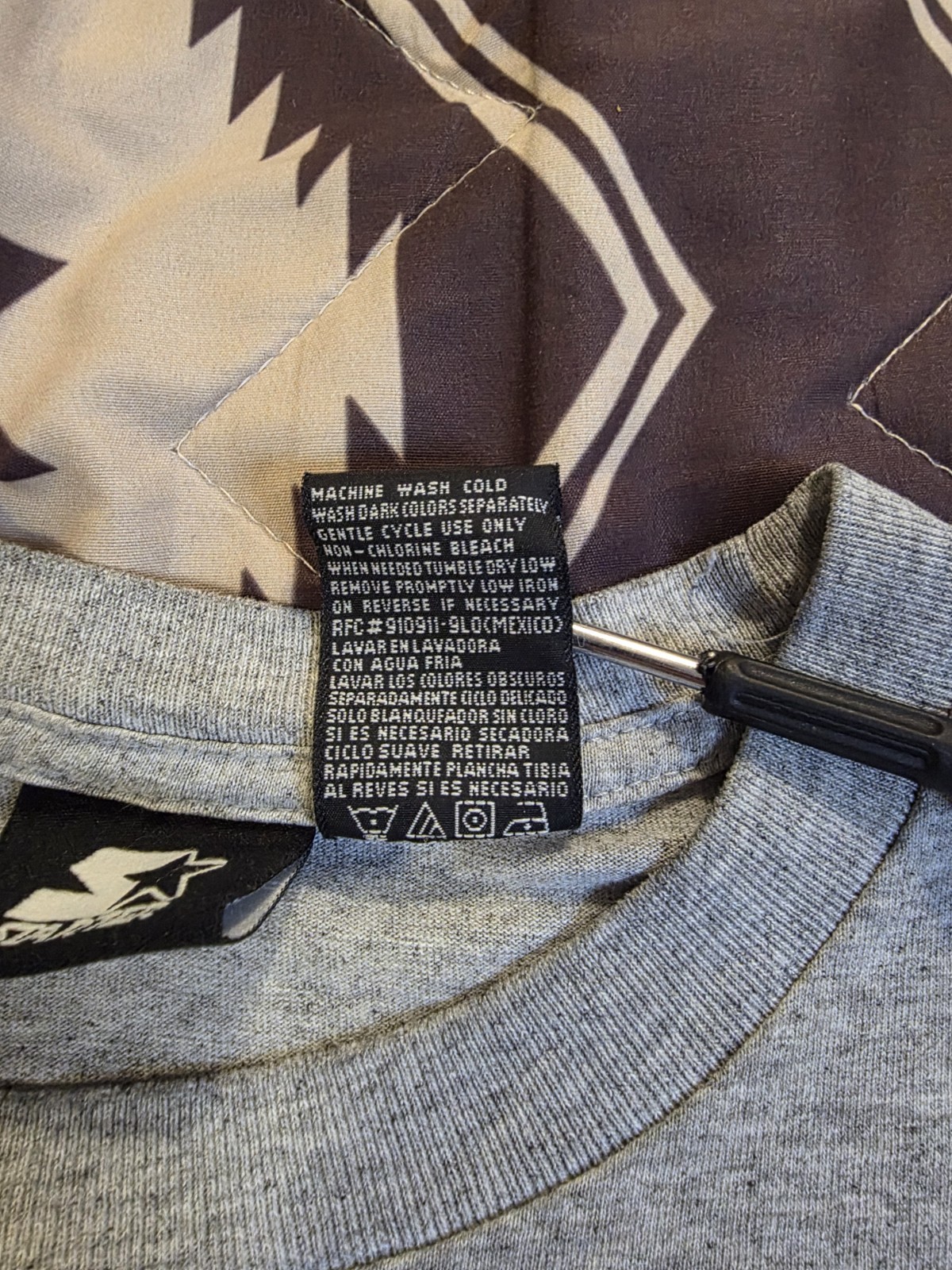 Vtg 90s Starter Logo Print Long Sleeve T Shirt Double Sided Gray Mens Size Large gallery