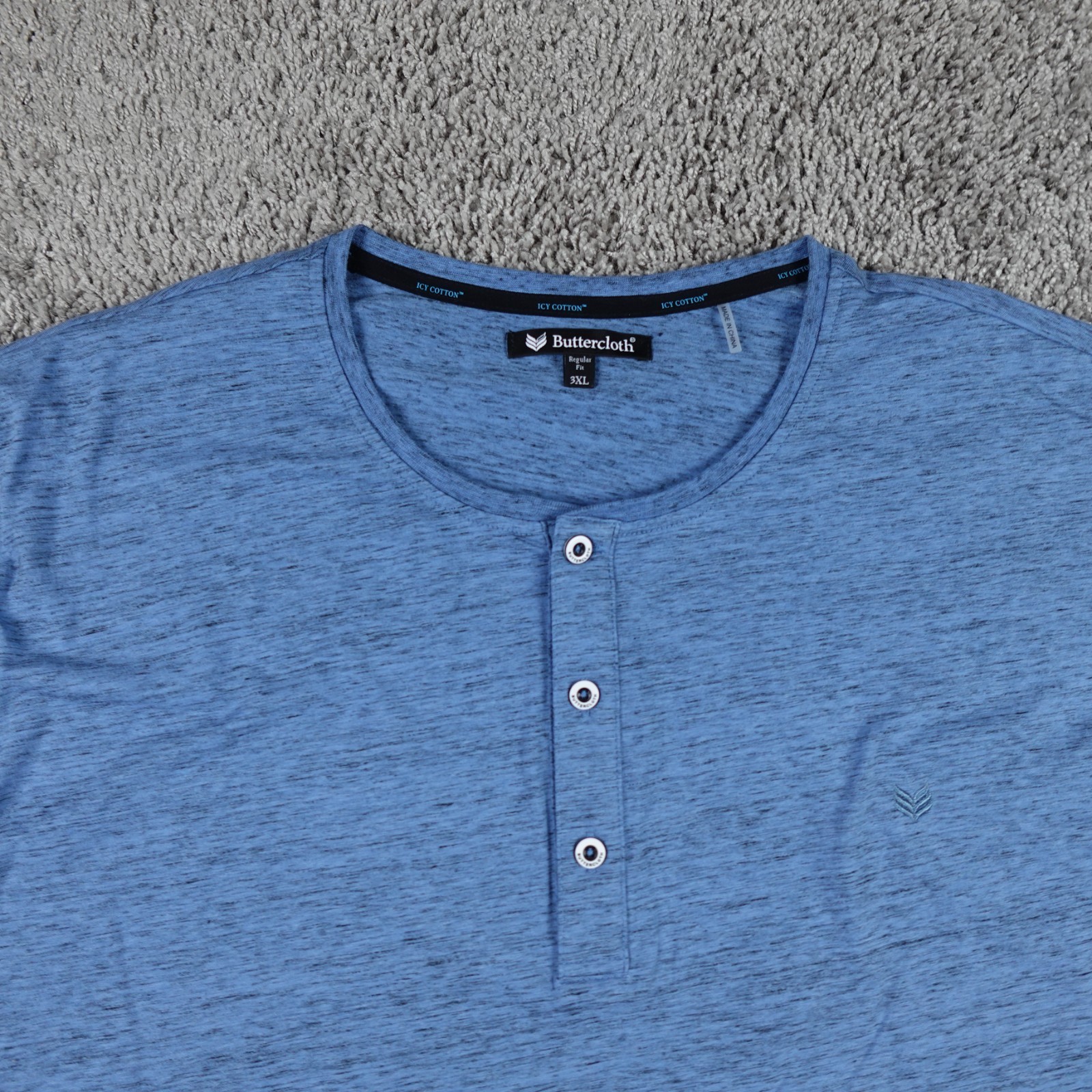 Butter Cloth Henley Shirt Mens 3XL Blue Icy Cotton Mint Fabric Performance gallery