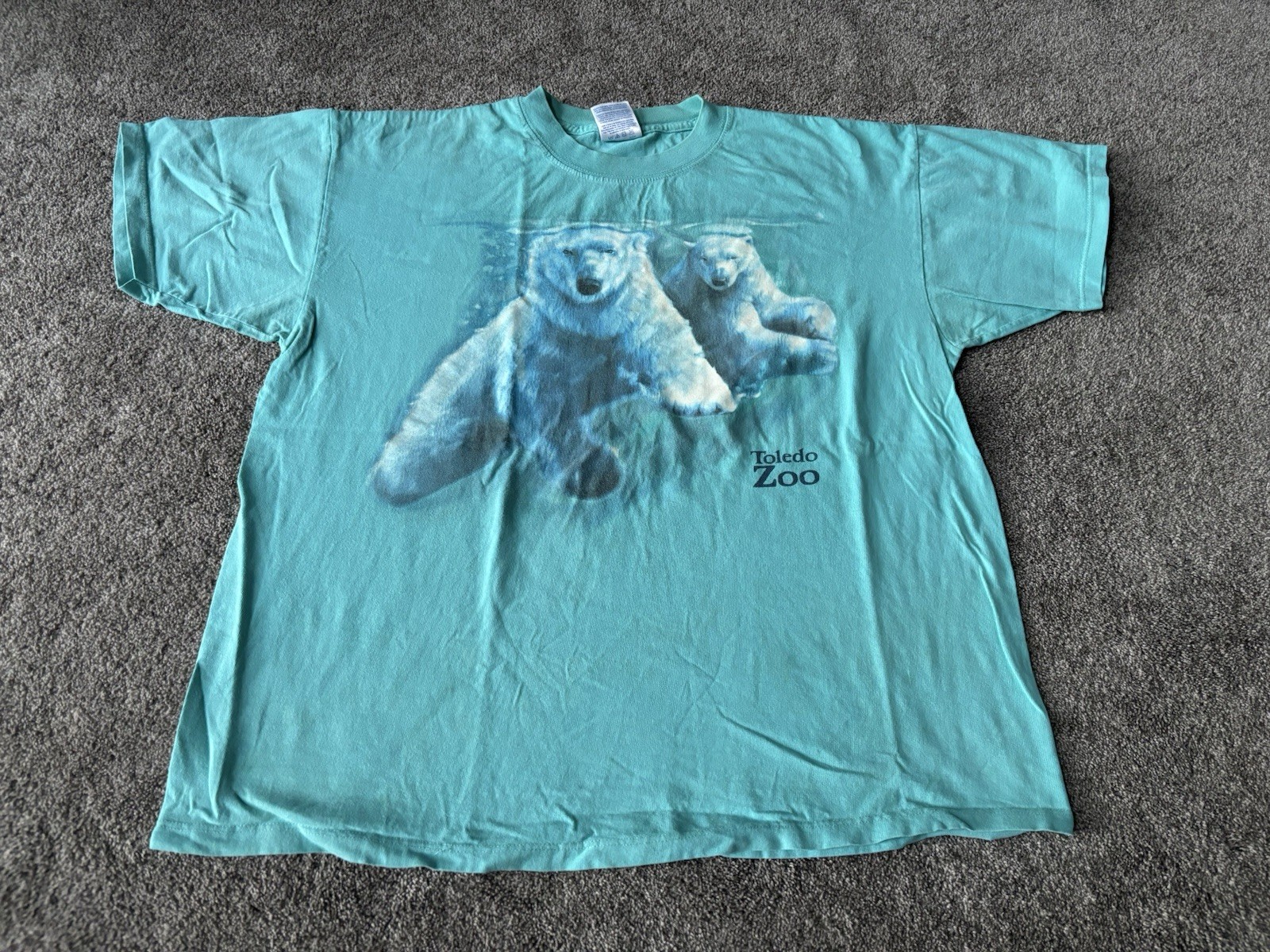 Vintage Polar Bear Shirt Mens XL Blue Toledo Zoo Nature Animal Wildlife 2000s