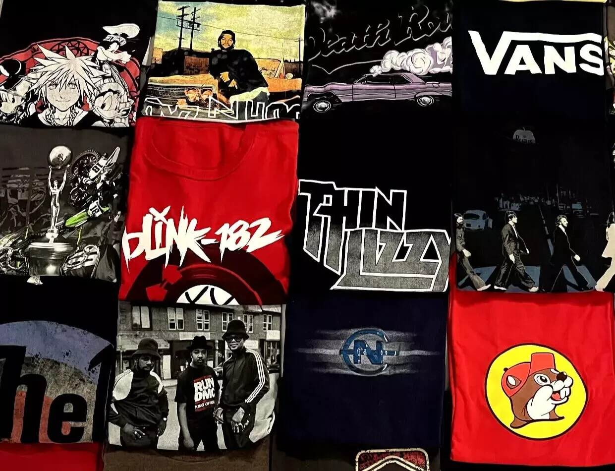 Lot of 5 Random Men's Graphic Tees T-Shirts LIQUIDATION Size L, XL, 2X gallery