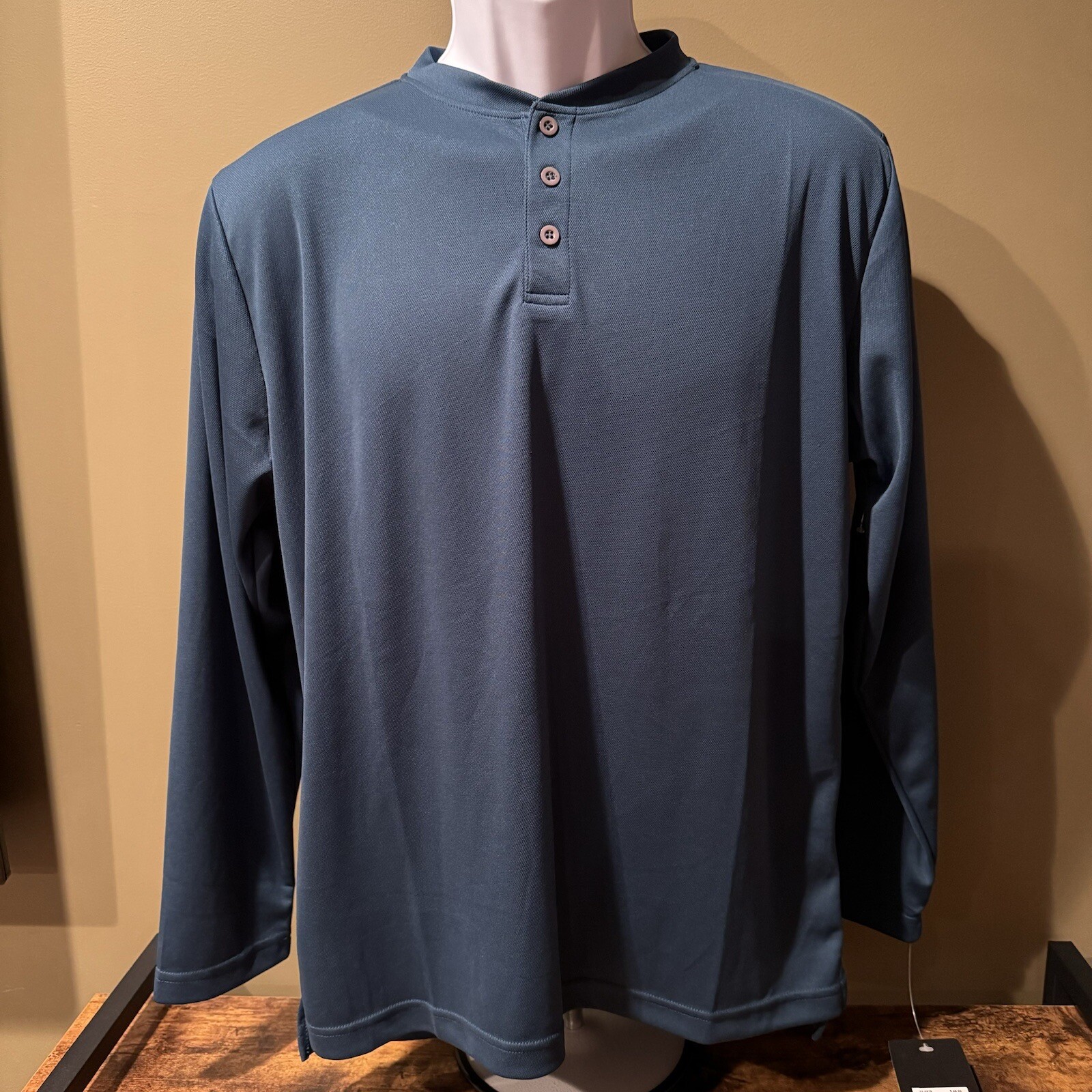 NWT Performance Cycle Mens Slate Blue Henley Bike Shirt Long Sleeve Jersey Sz M gallery