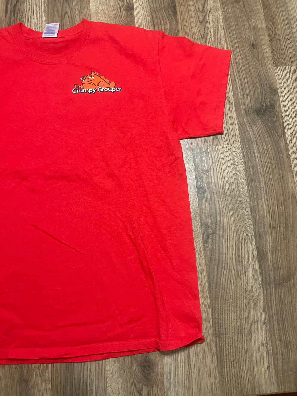 Gildan Shirt, Men's Size Large, Red "The Grumpy Grouper" Orange Fish gallery