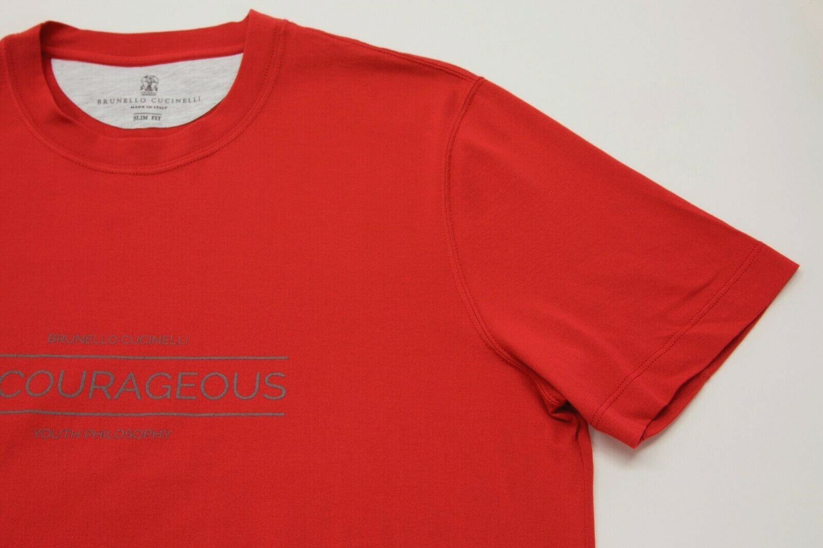 NWT Brunello Cucinelli Men Slim Fit Bright Logo Graphic Crewneck Tee Size M A211 gallery