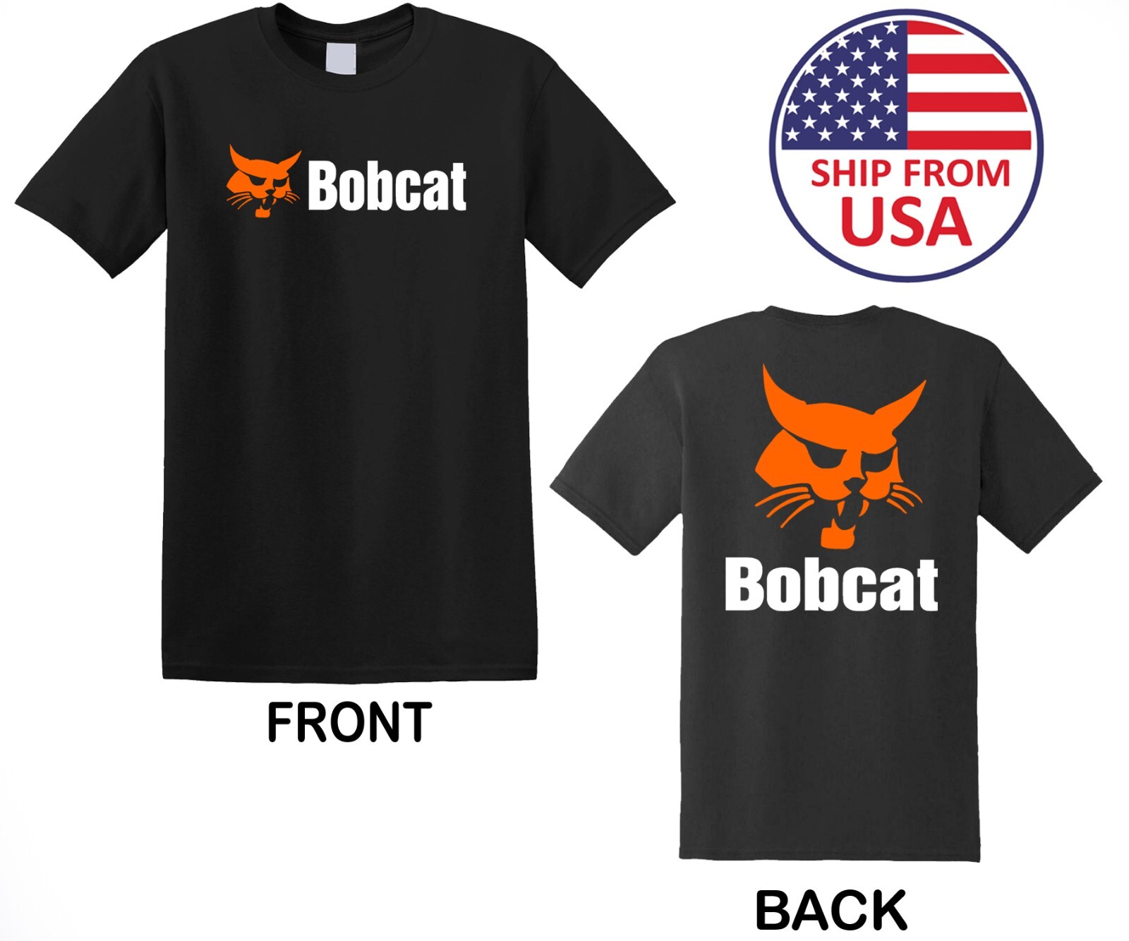 Bobcat Tractor Bob Cat Men’s Black T-Shirt Size S to 3XL