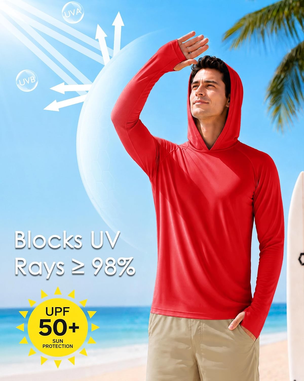 Men's UPF 50+ Lightweight Long Sleeve Hoodie Fishing Shirts gallery