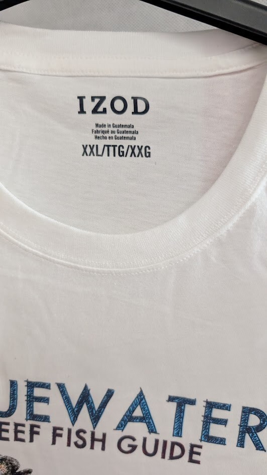 Mens Izod Bluewater fish chart white t- shirt 2XL 100% cotton grouper puffer NEW gallery