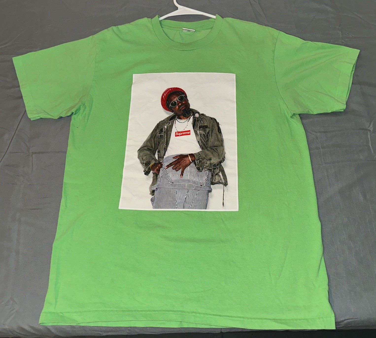 Supreme Men's Short Sleeve T-Shirt OutKast Lime Green Medium gallery