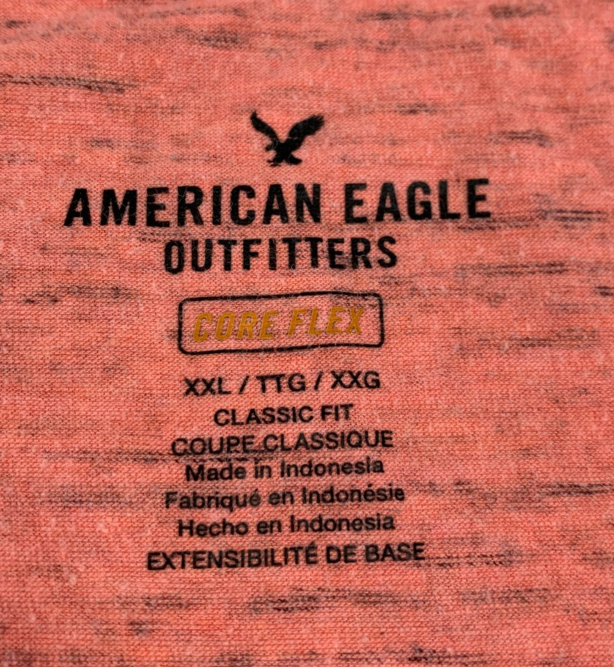 American Eagle Core Flex Classic T-Shirt Mens Size XXL Orange Gray Soft Comfy gallery