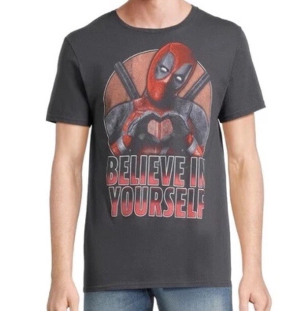 DEADPOOL BELIEVE IN YOURSELF Graphic T-Shirt Short Sleeve Size S C P (34/36) gallery
