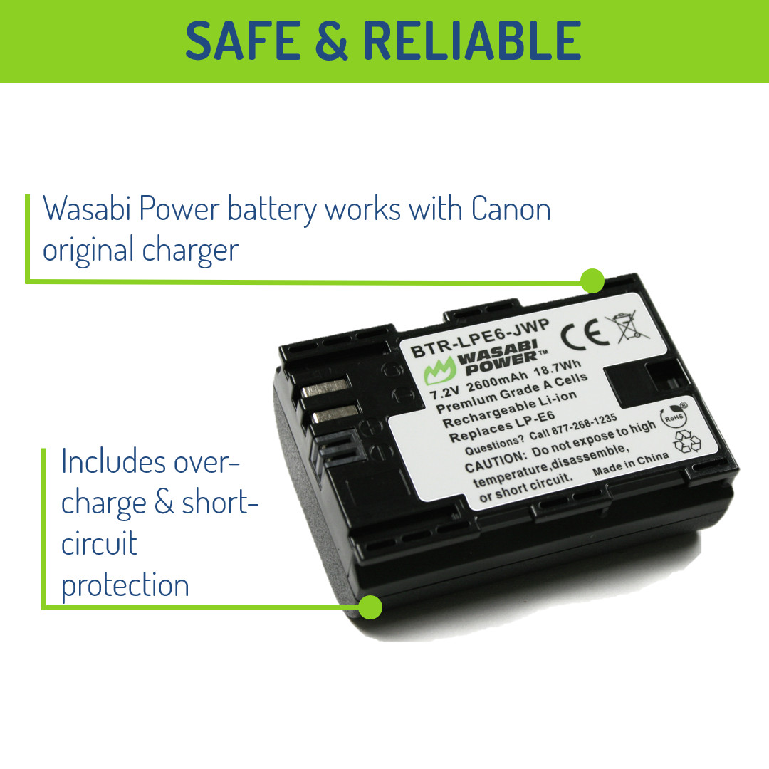Wasabi Power Battery (2-Pack) for Canon LP-E6, LP-E6N