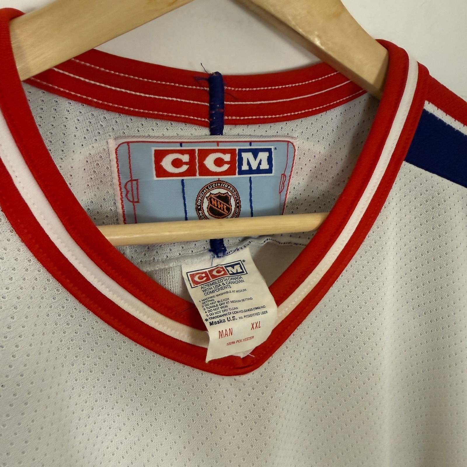 Vintage 90s New York Rangers NYC NHL Hockey Mesh Sports Jersey White CCM XXL gallery