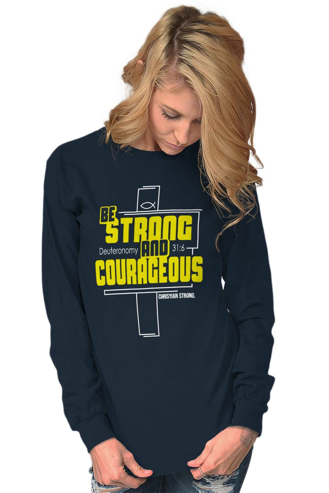 Christian Faith Be Strong and Courageous Long Sleeve Tshirt for Men or Women gallery