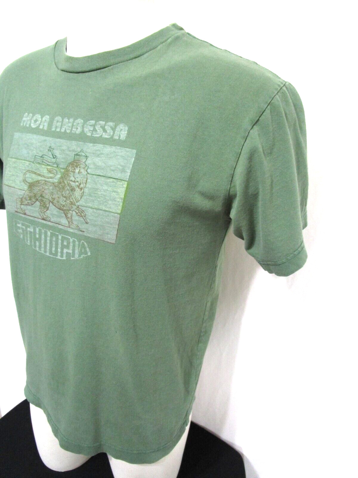 VTG 90s Moa Anbessa Ethiopia Flag of Emperors Lion Green T Shirt Men Sz M gallery