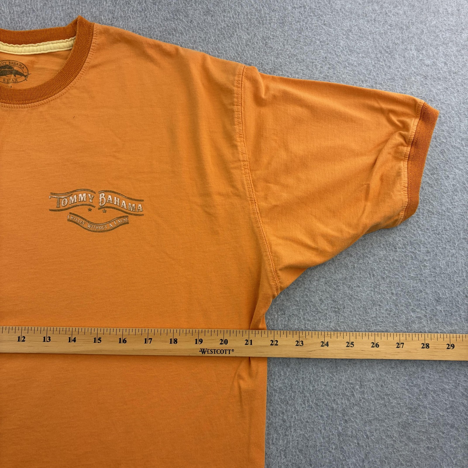 Tommy Bahama Shirt Mens Medium Orange Motorcycle Chillin Without Cause Tee Adult gallery