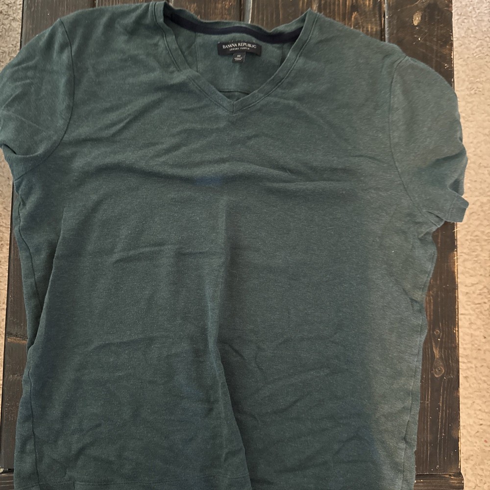 Banana Republic Luxe Touch Tee Crew Neck Short Sleeve T Shirt Olive Men’s Size M