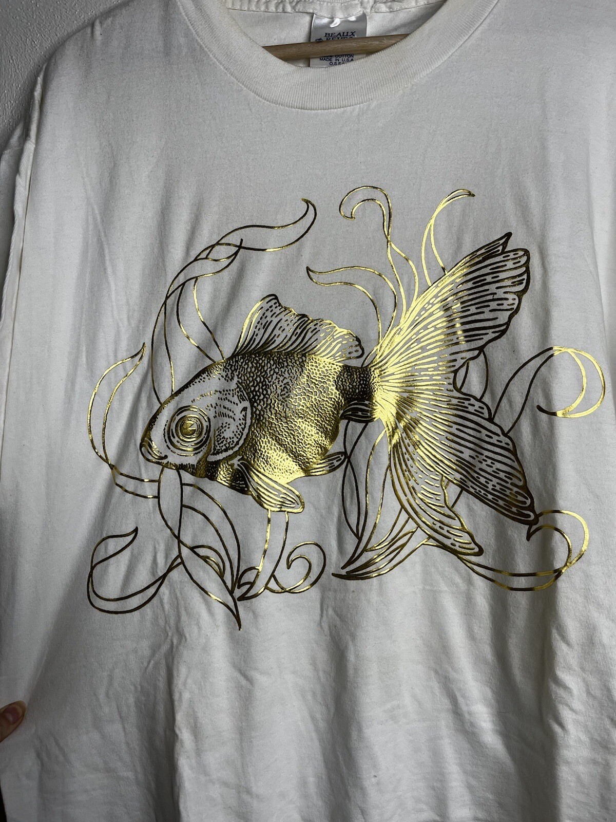 Vintage 80s Fish Nature Pullover Short Sleeve T Shirt One Size Fits All White gallery