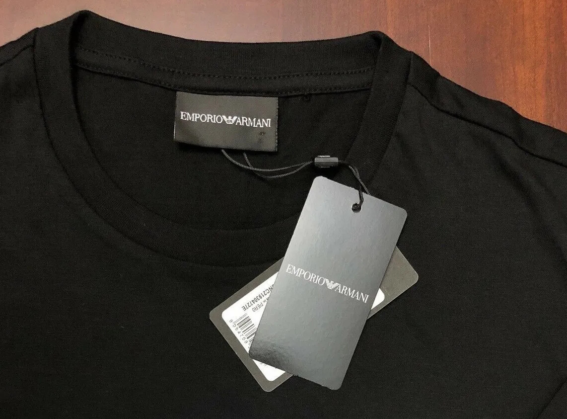 Emporio Armani Nero da Uomo T-Shirt Cotone Elastico, Taglia M L XL gallery
