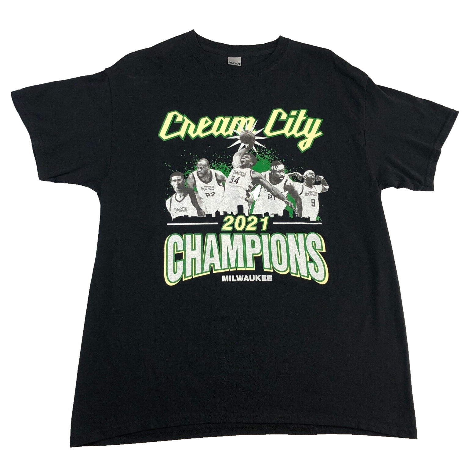 Dream City Milwaukee 2021 Champions Basketball NBA Mens T-Shirt Sz L Black gallery