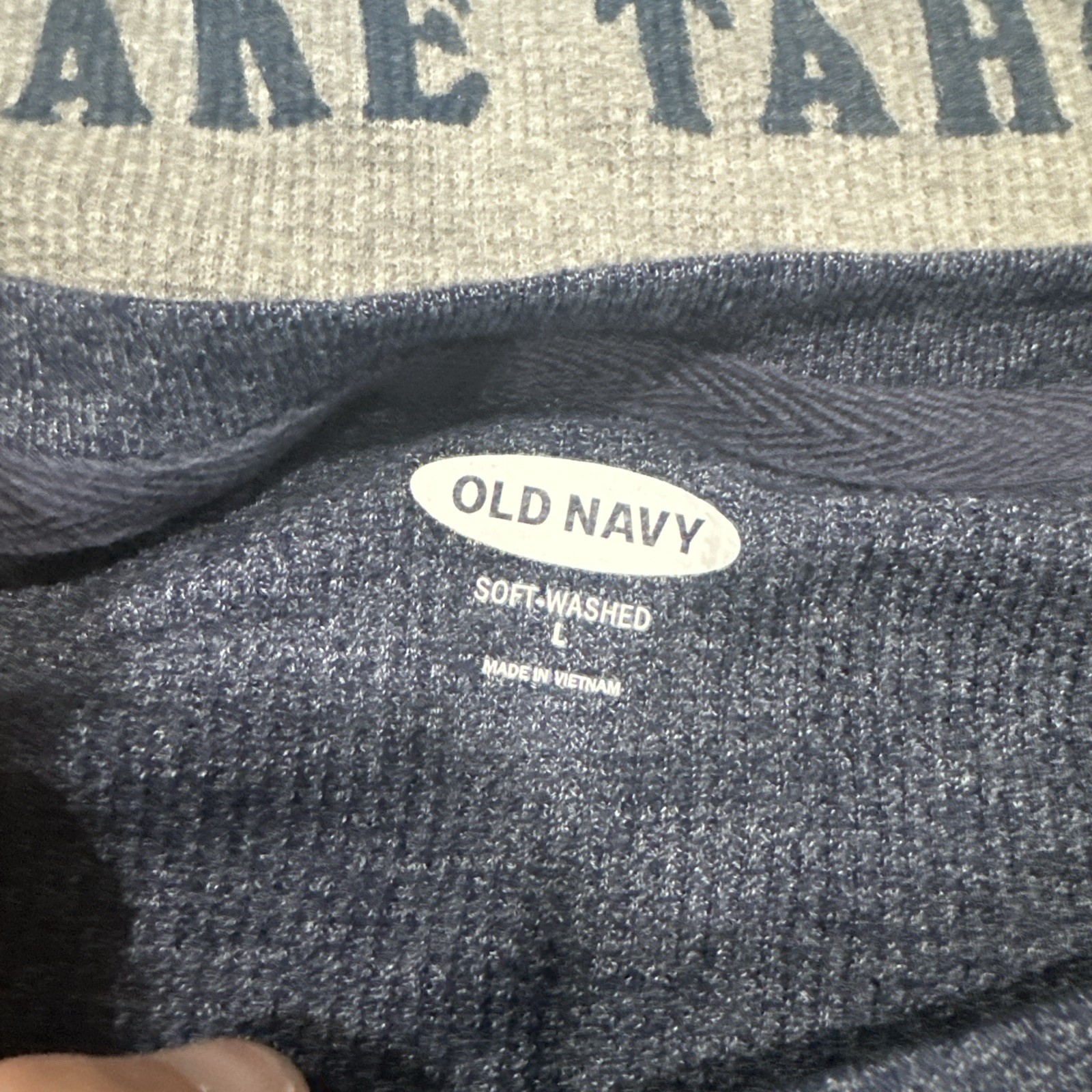 Lake Tahoe & Sierra Mountains Long Sleeve Thermal T-Shirt Old Navy L Size NEW gallery