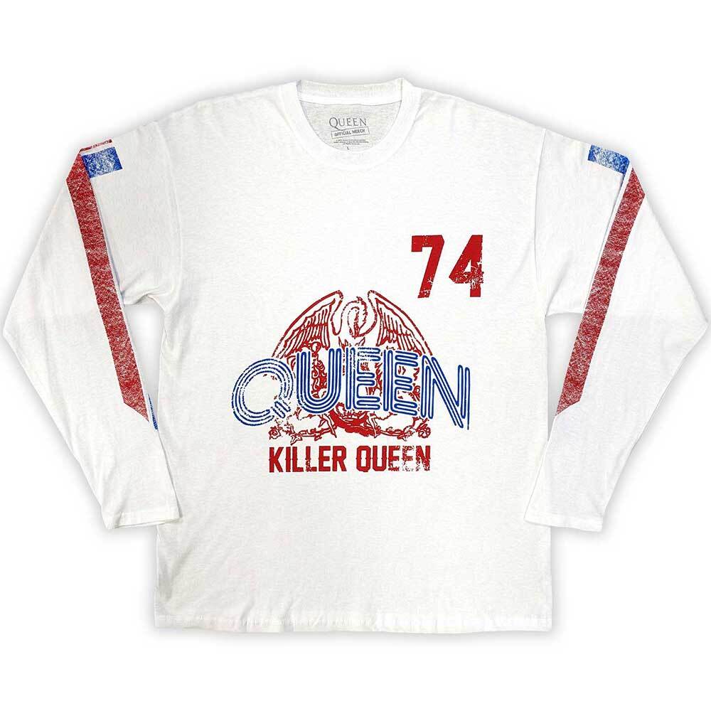Queen 'Killer Queen 74 Stripes' White Long Sleeve T shirt - NEW OFFICIAL gallery