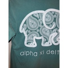 Alpha Xi Delta Shirt Long Sleeve Elephant College Green Y2K Comfort Colors Small