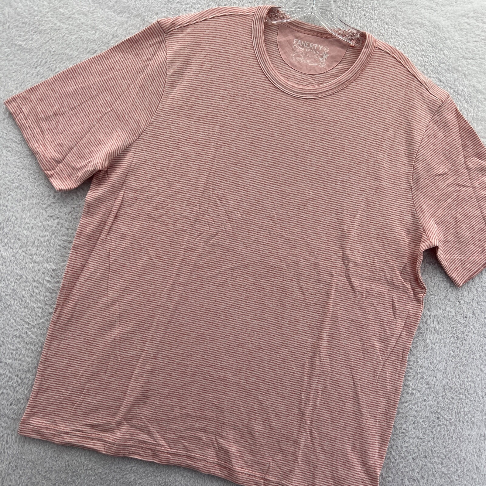 Faherty Striped Shirt Mens XL Orange Cloud Cotton Soft Short Sleeve Tee *B4 New gallery