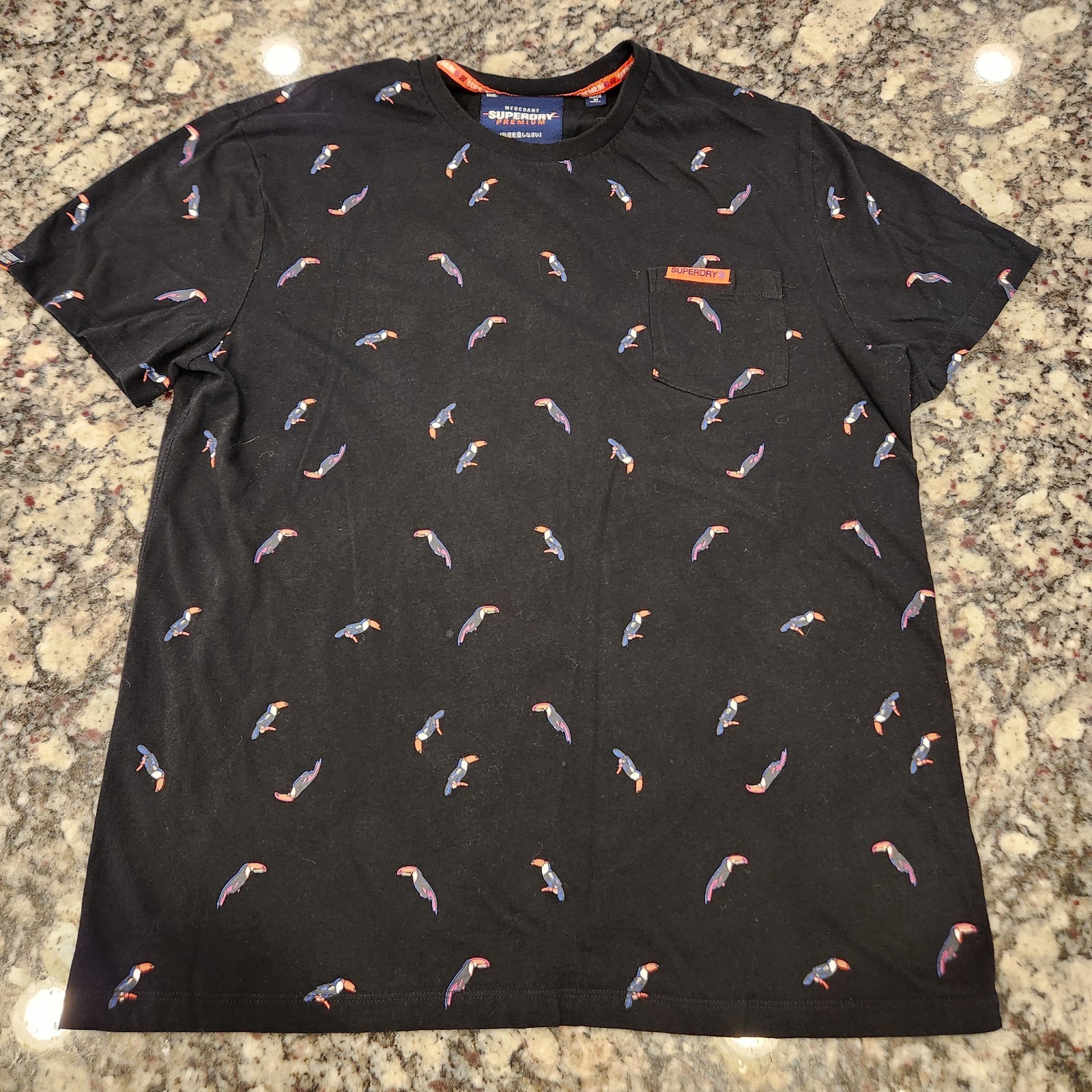 Superdry Premium Goods Toucan AOP Tee Black Size XXL See Measurements Runs Small
