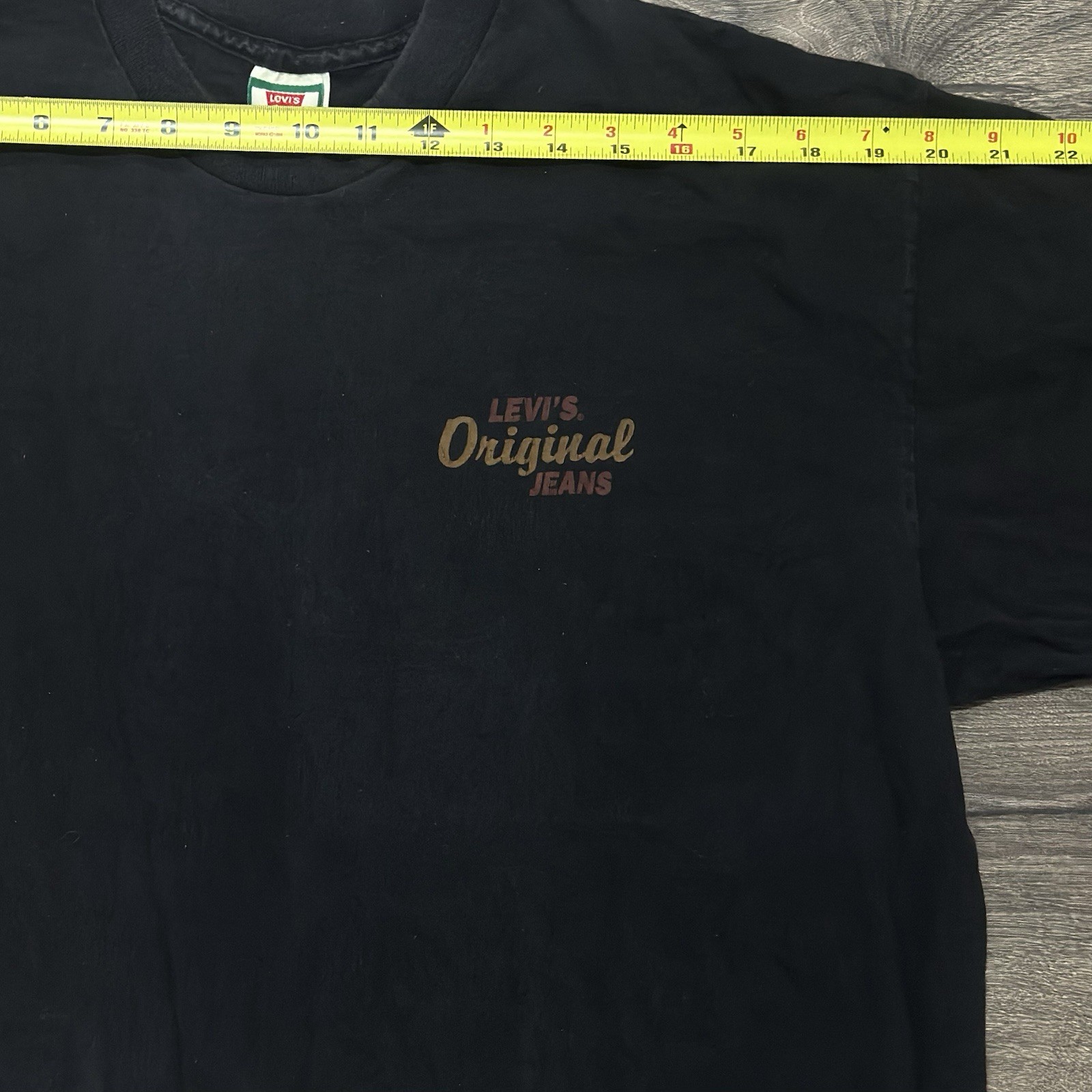 Vintage 90s Levi’s Original Jeans T Shirt USA Made Single Stitch Black Size L gallery