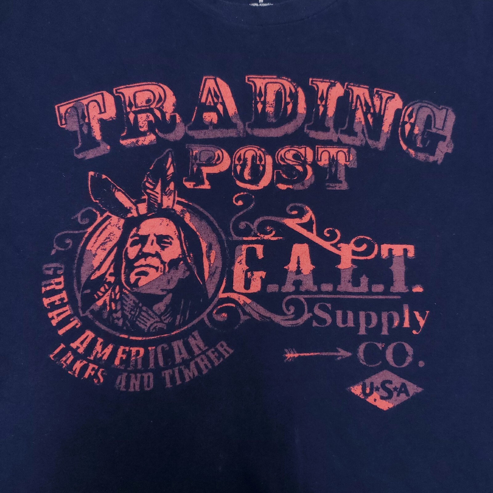 GALT Great American Trading Post Supply T-Shirt Adult Size M Navy Blue Native gallery