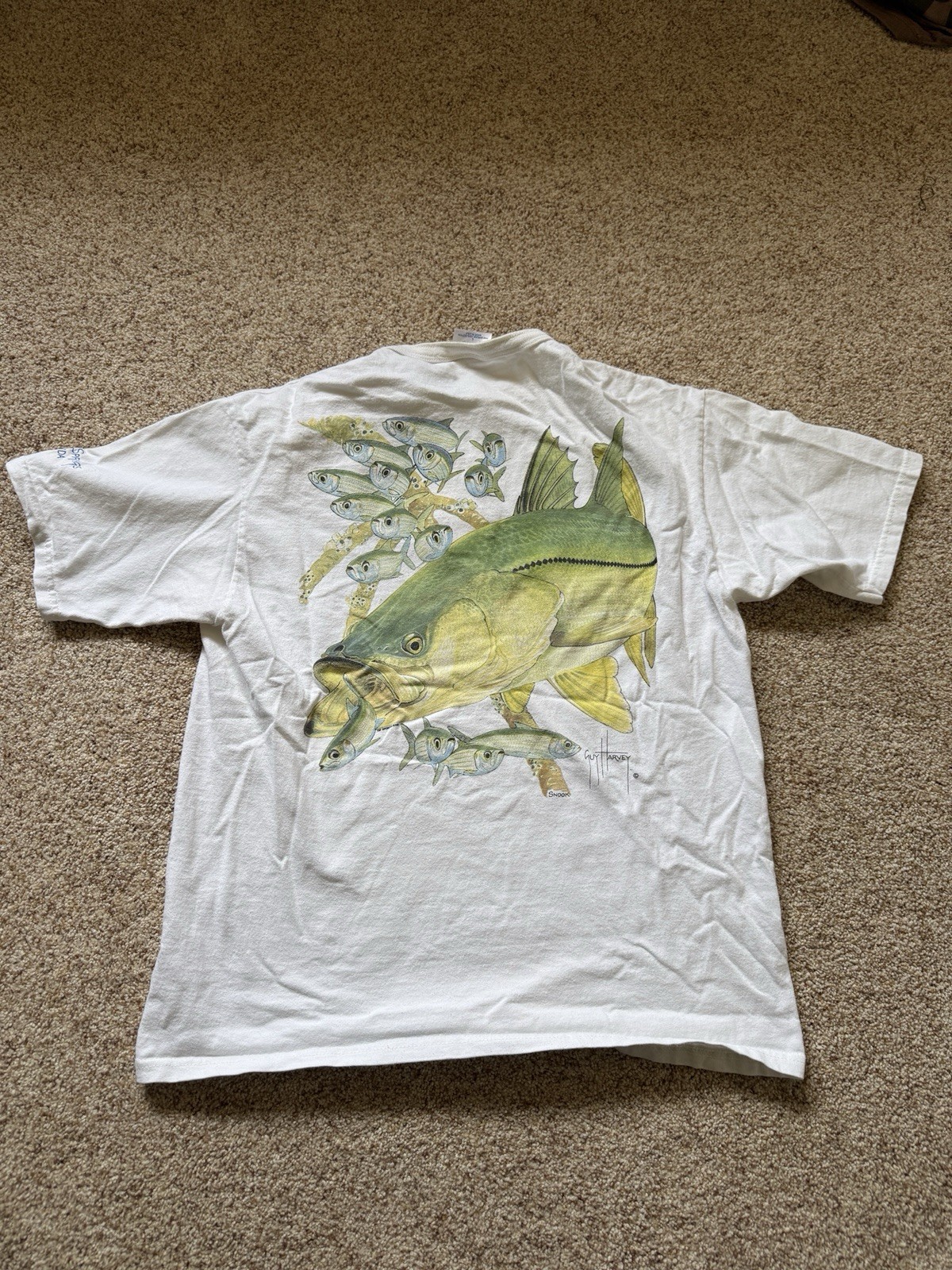 Vintage Guy Harvey Fish Fishing White Graphic Henley T-Shirt Large Nature ￼ gallery