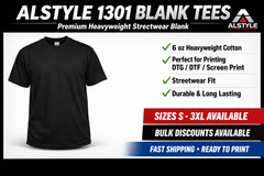 1301 Alstyle Black Blank Tees
