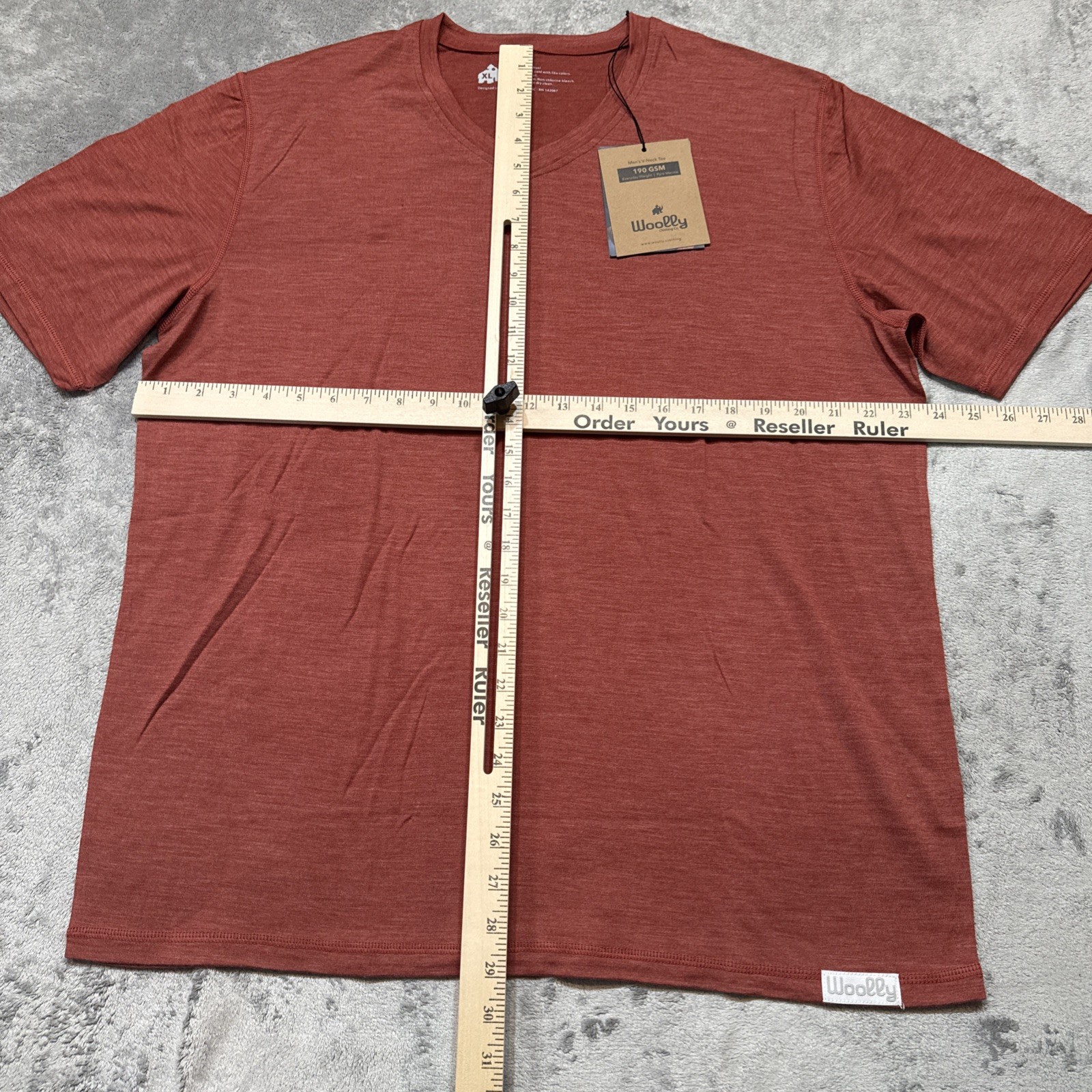 NWT Woolly Shirt Mens XL Red Merino Wool Short Sleeve V-Neck Tee Base Layer gallery