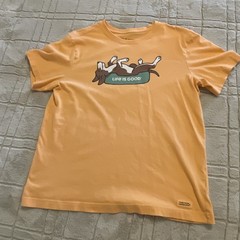 Life Is Good Crusher T-Shirt Mens Medium Short Sleeve Dog Basic Casual