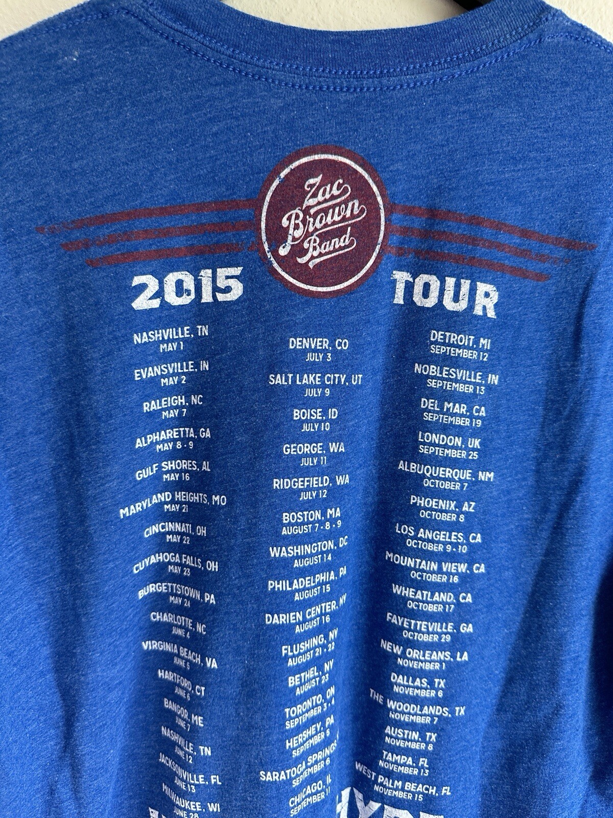 Zac Brown Band Men's T-shirt Small Blue 2015 Jekyll And Hyde Tour gallery