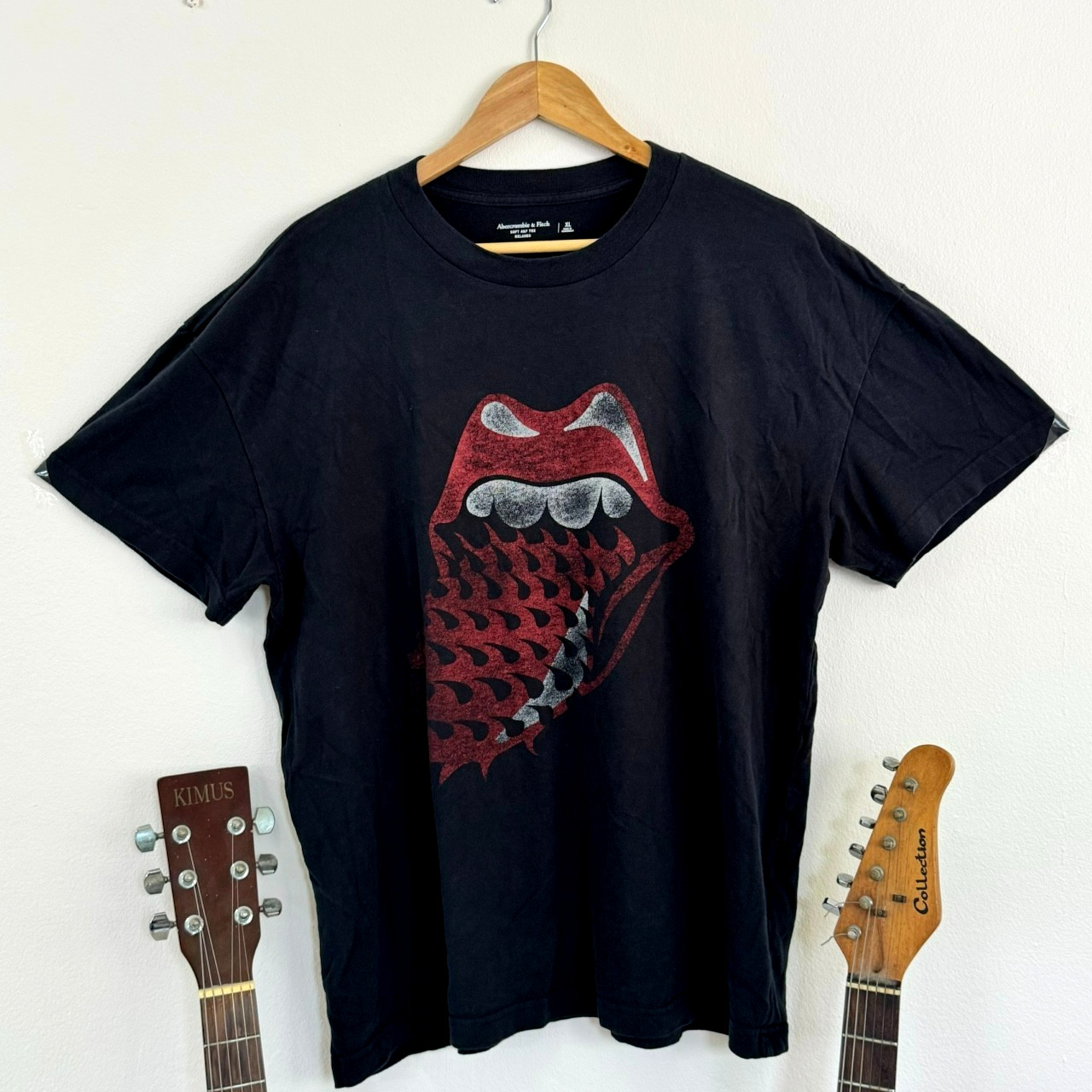Abercrombie The Rolling Stones Spiky Tongue T-Shirt Mens XL Distressed Grunge