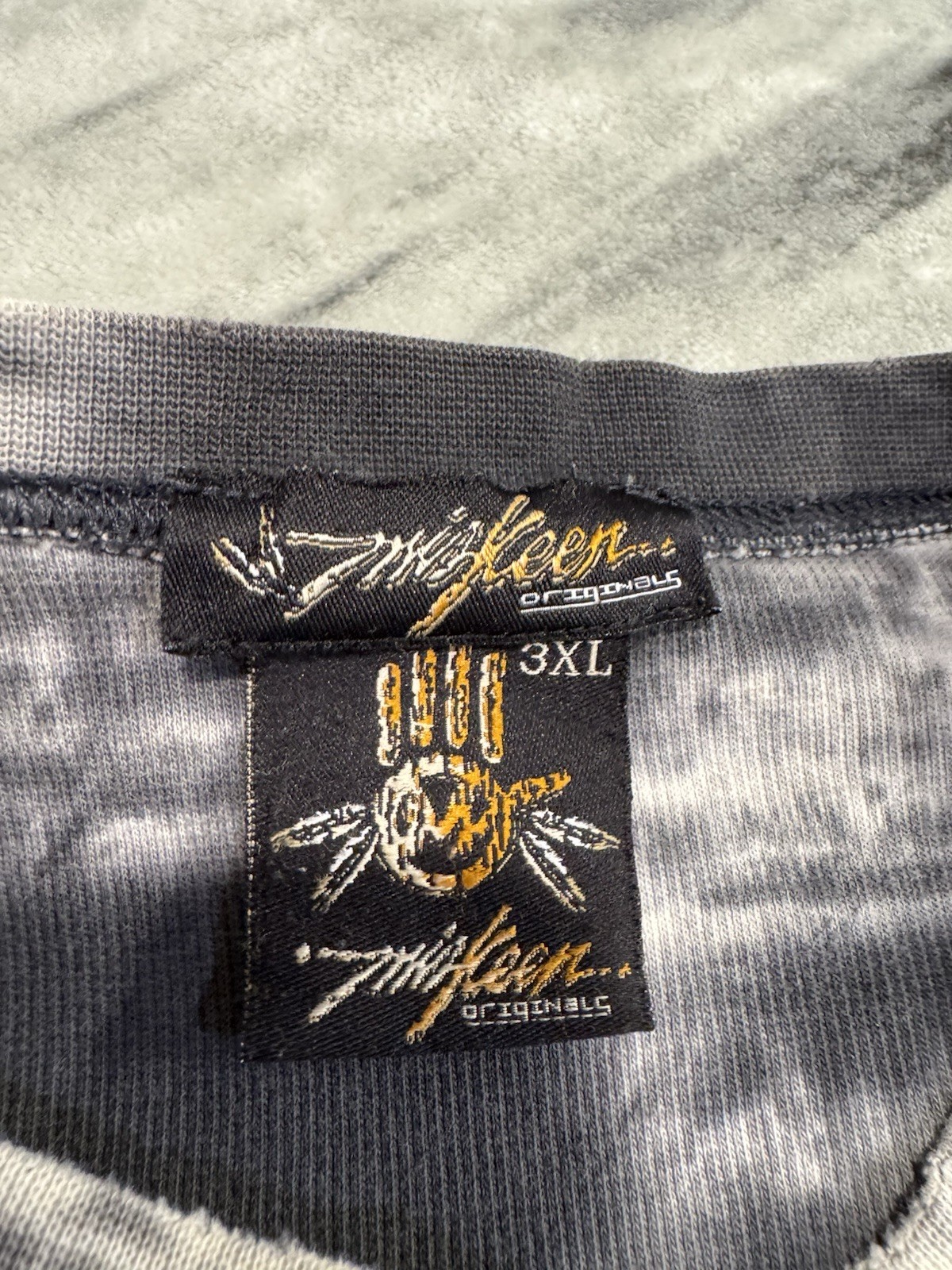 Miskeen Originals Size 3XL Long Sleeve Shirt Skull Mohawk Tie-Dye Abstract Rare gallery