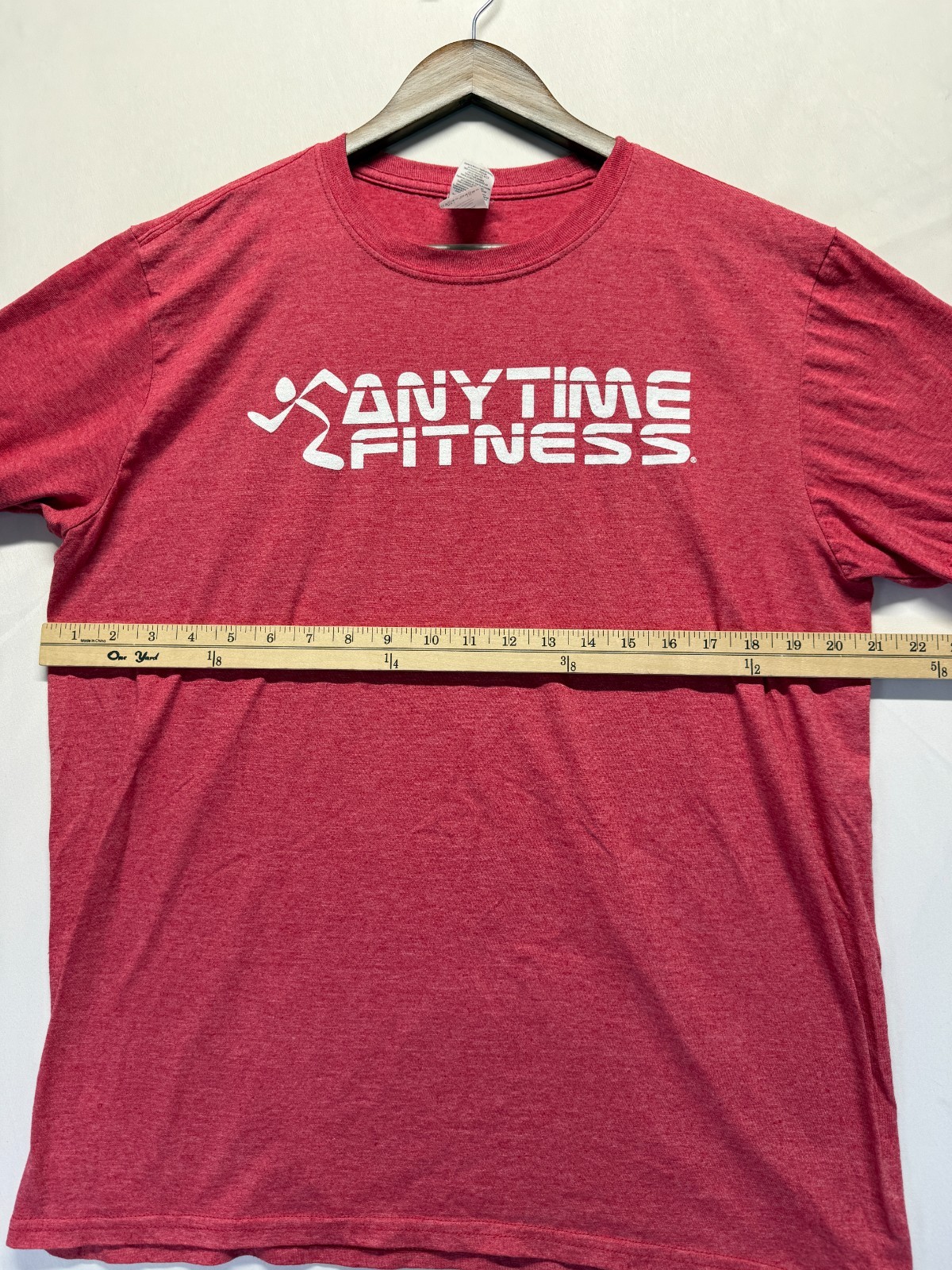 Gildan Softstyle T Shirt Men Large Heather Red Graphic Anytime Fitness Ring Spun gallery