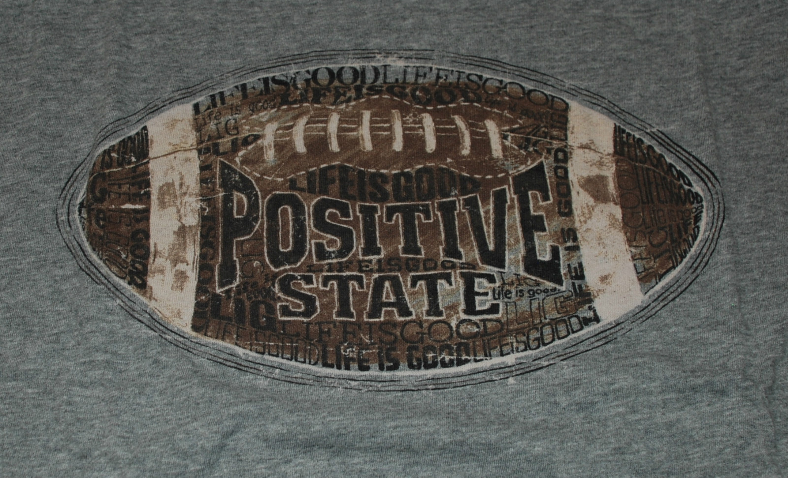 M NWT Men's Life is Good Positive State Football Gray Semi-fitted Creamy SS Tee gallery