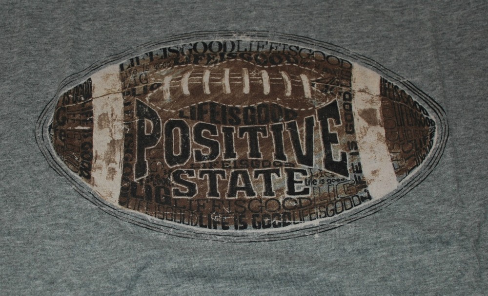 M NWT Men’s Life is Good Positive State Football Gray Semi-fitted Creamy SS Tee