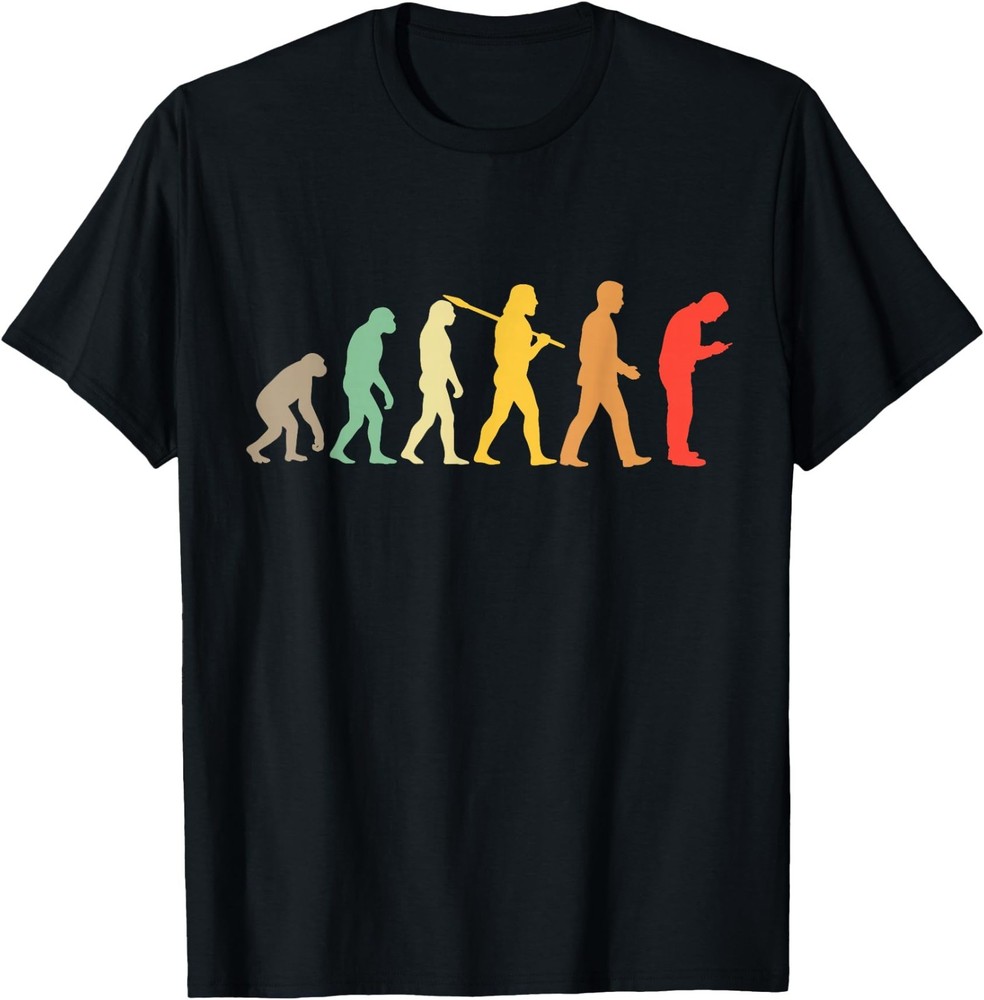 Funny Evolution Cell Phone Regression Anti Social Media T-Shirt