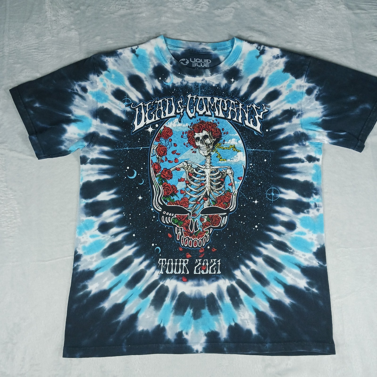 Grateful Dead & Company Liquid Blue 2021 Tour T Shirt Blue Tie Dye Size Medium