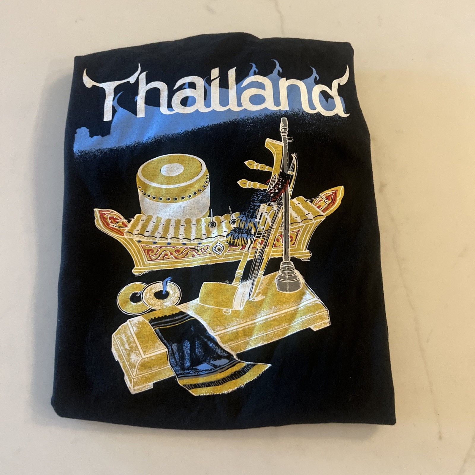 Vintage Thailand T-Shirt Men’s Large Black EUC Thai Buddha Artifacts Relics
