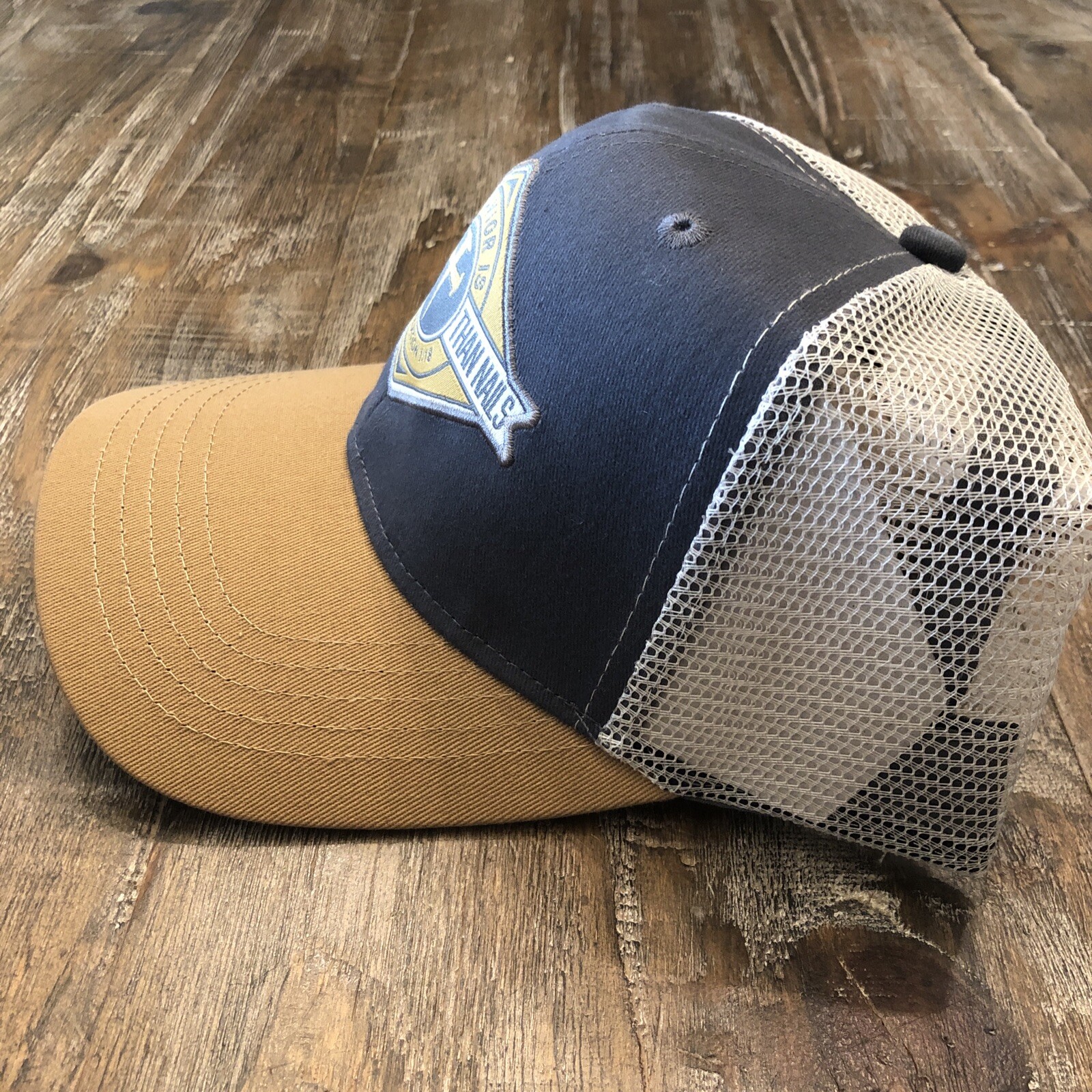 Kerusso Tougher Than Nails Adjustable Hat Grey/Orange/White Mesh Trucker Hat gallery