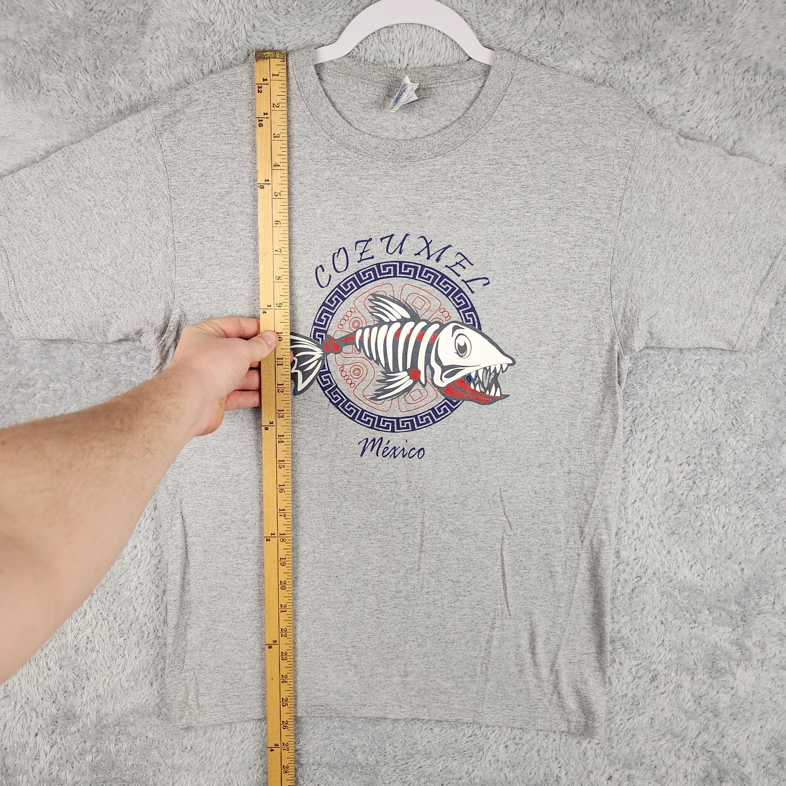 Cozumel Mexico Shirt Mens Medium Gray Fish Skeleton Graphic Logo Y2k Souvenir gallery
