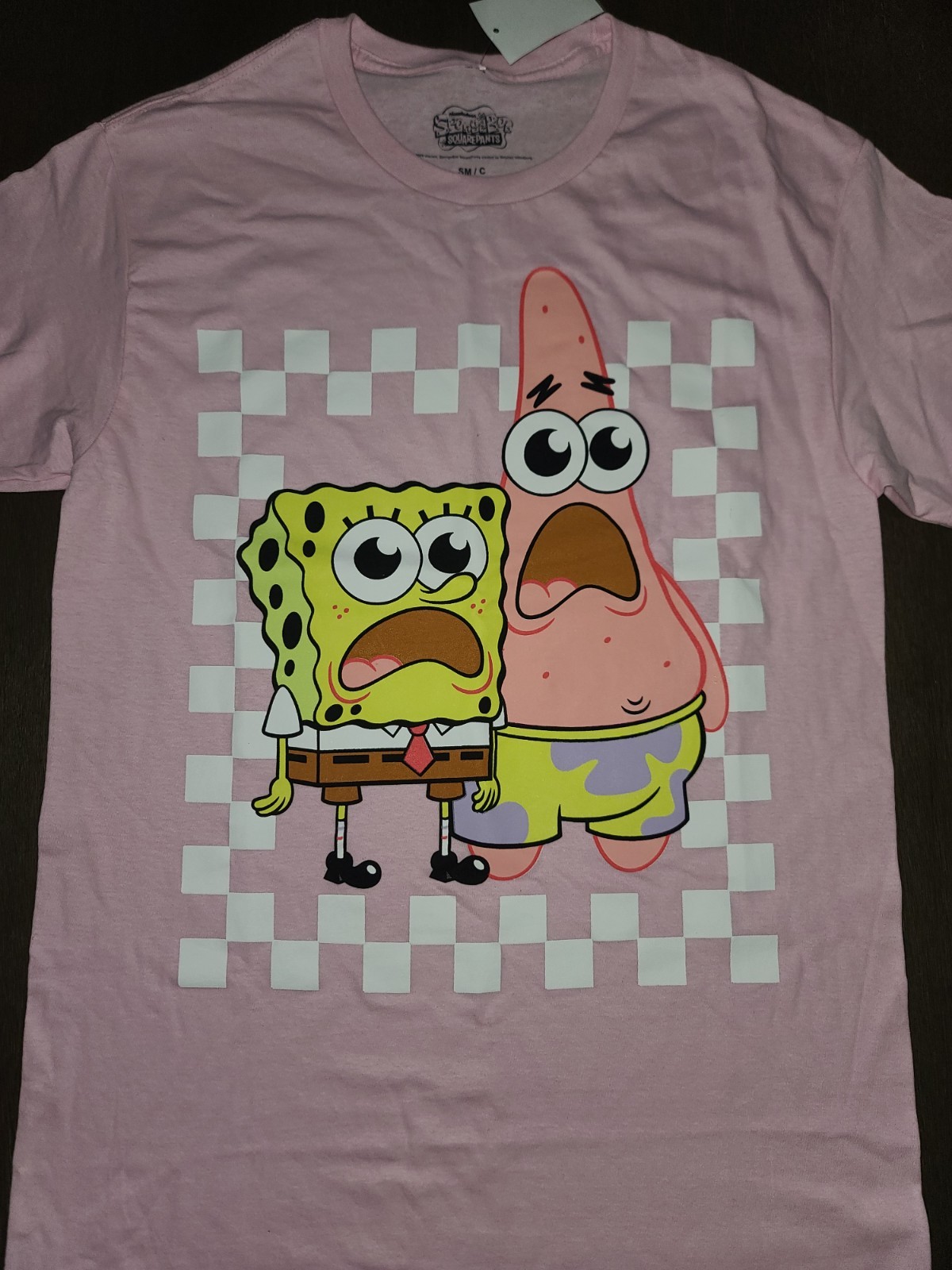 NEW UNISEX SPONGEBOB SQUARE PANTS PINK GRAPHIC TEE SIZE S gallery